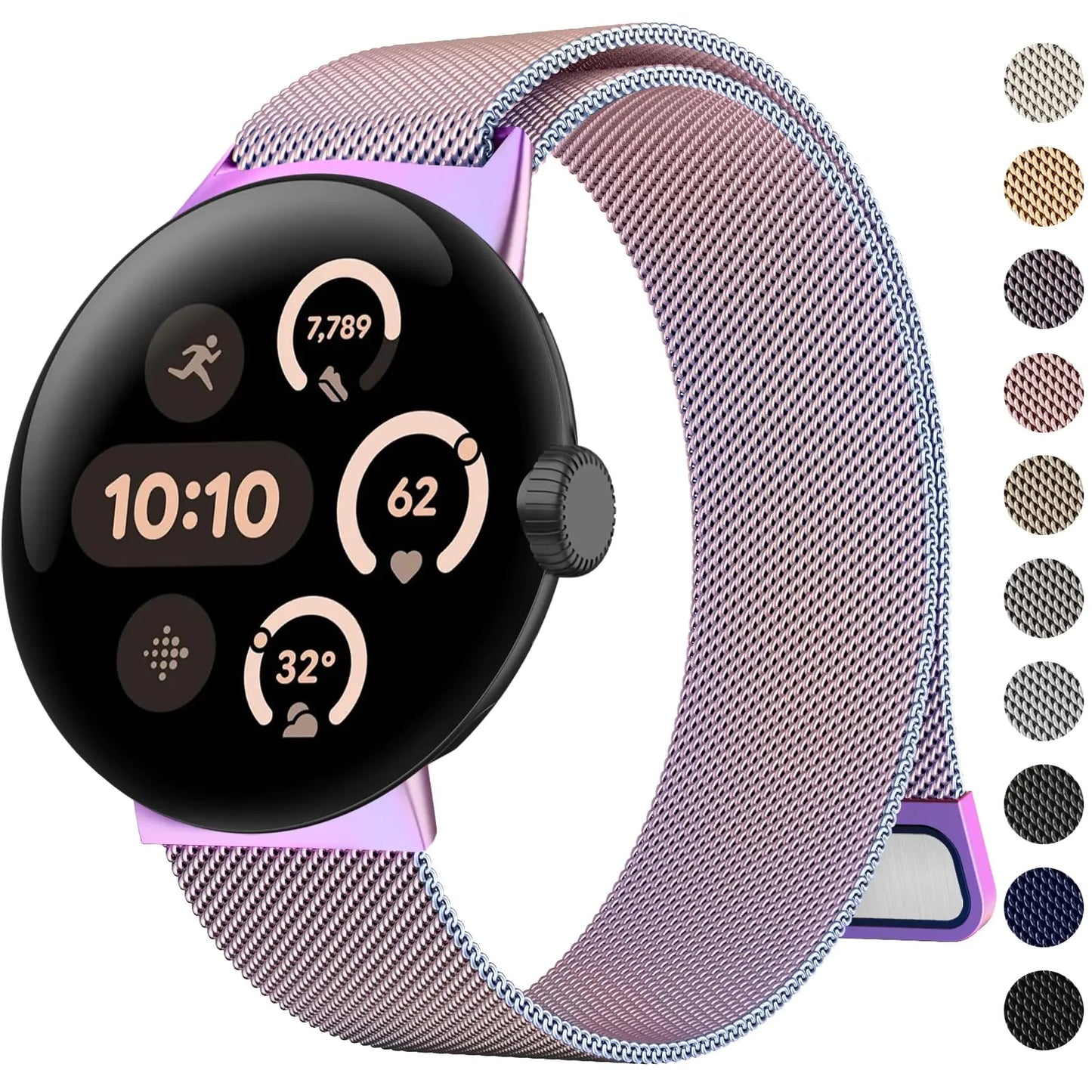 Amzpas Band for Google Pixel Watch 3 41mm Band Women Men Stainless Steel Mesh Loop Adjustable Magnetic Replacement Strap for Google Pixel Watch 3 41mm
