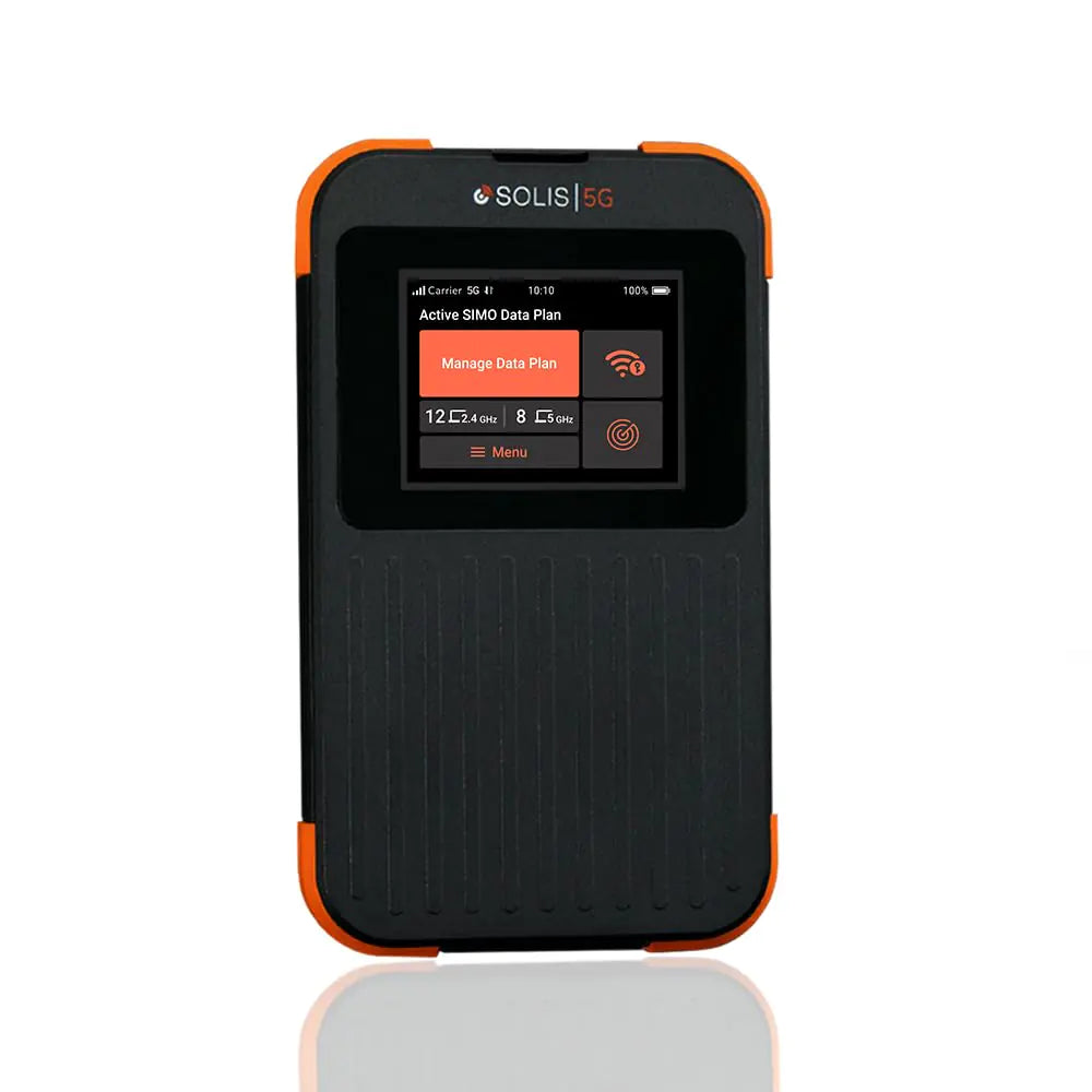 SIMO Solis 5G WiFi Mobile Hotspot for Travel Local and International Coverage Router Multi-Carrier Access No Contract Required Supports 16 Devices 1GB/Month Lifetime Data Included (Renewed)