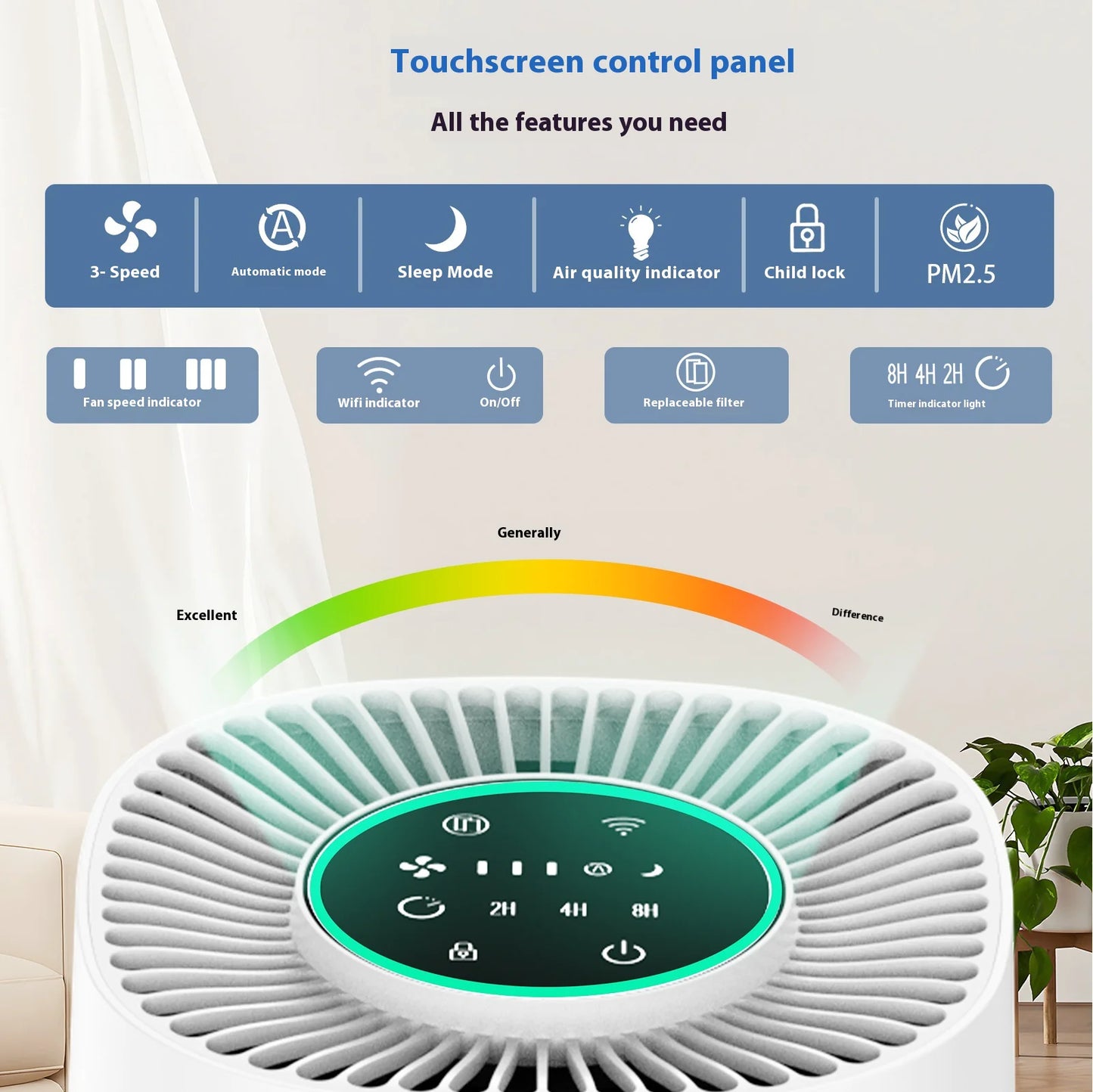 ✨ Breathe Better – Smart WiFi Air Purifier for Home & Office