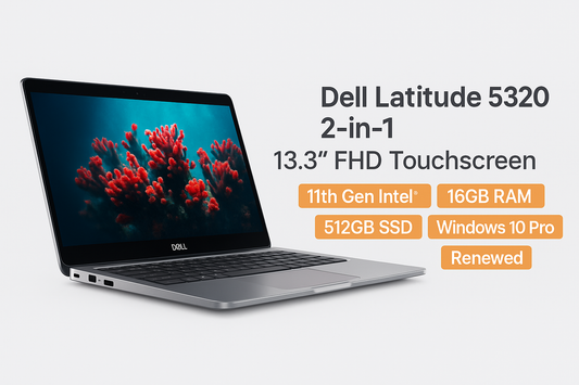 Dell Latitude 5320 2-in-1 13.3" FHD Touchscreen Laptop Computer Intel Quad Core i5-1145G7 16GB DDR4 RAM 512GB SSD Backlit Keyboard HDMI Thunderbolt 4 Windows 10 Pro (Renewed)