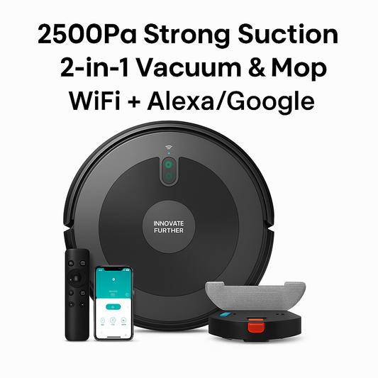 Robot Vacuum and Mop Combo 2500Pa | Smart Cleaner WiFi, Alexa & Pet Hair Tangle-Free