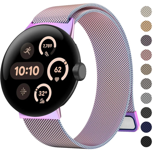 Amzpas Band for Google Pixel Watch 3 41mm Band Women Men Stainless Steel Mesh Loop Adjustable Magnetic Replacement Strap for Google Pixel Watch 3 41mm
